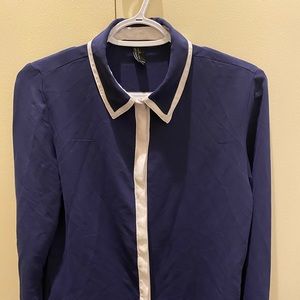 Forever 21 navy & white blouse